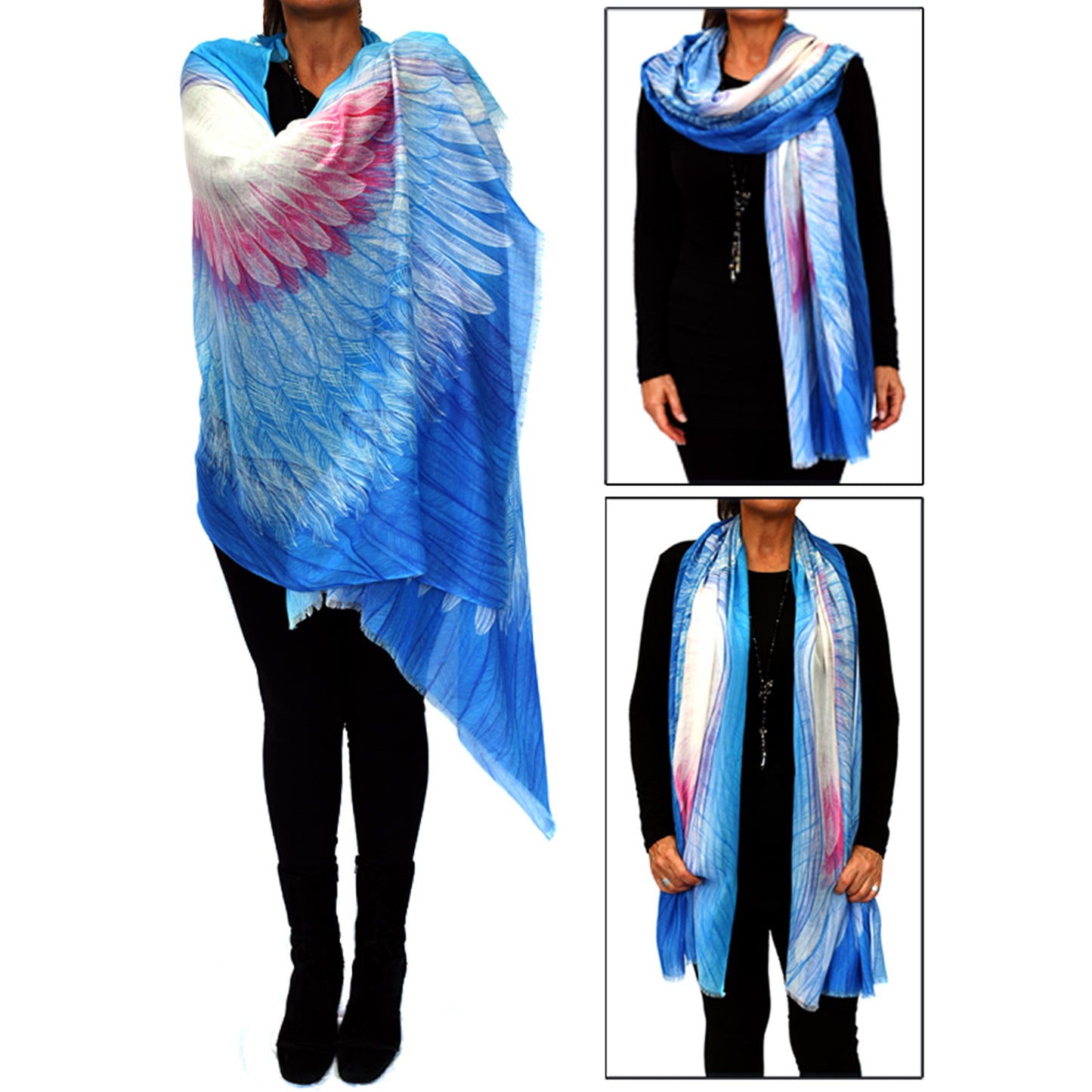 Wings Scarf - 'Crystal' in Cotton/Modal by Wayne Tikisci