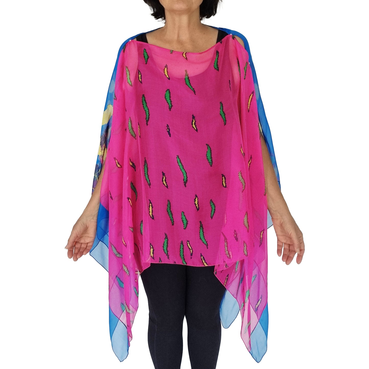 Diva Drape, resort wear, resort chic, pure silk coverup, swim cover up, top arm coverage, shoulder cover, stylish top, Pacific Breeze, Pacific Breeze Australia, Australian made, timeless style, ; resort style; travel wear; pack light; multi-wear garment; versatile holiday wear; pack light; Australian designer; made in Australia