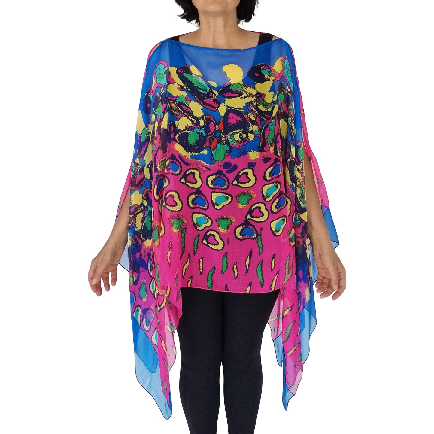 Diva Drape, resort wear, resort chic, pure silk coverup, swim cover up, top arm coverage, shoulder cover, stylish top, Pacific Breeze, Pacific Breeze Australia, Australian made, timeless style, ; resort style; travel wear; pack light; multi-wear garment; versatile holiday wear; pack light; Australian designer; made in Australia