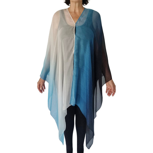 Diva Drape, resort wear, resort chic, pure silk coverup, swim cover up, top arm coverage, shoulder cover, stylish top, Pacific Breeze, Pacific Breeze Australia, Australian made, timeless style, ; resort style; travel wear; pack light; multi-wear garment; versatile holiday wear; pack light; Australian designer; made in Australia