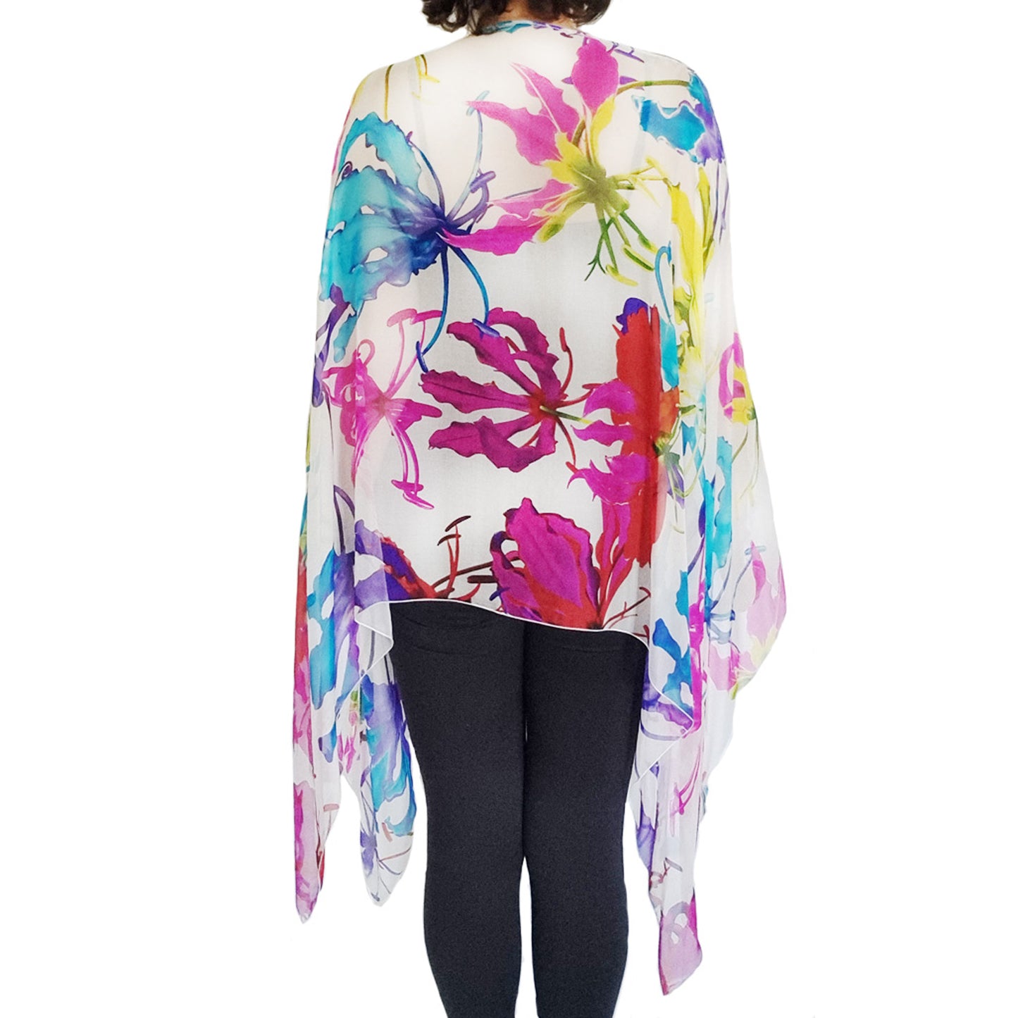 Diva Drape - White with Bright Flowers