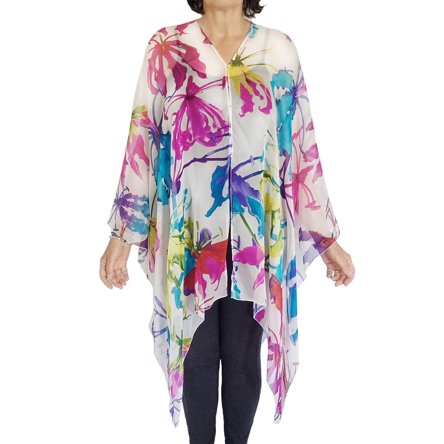 Diva Drape - White with Bright Flowers