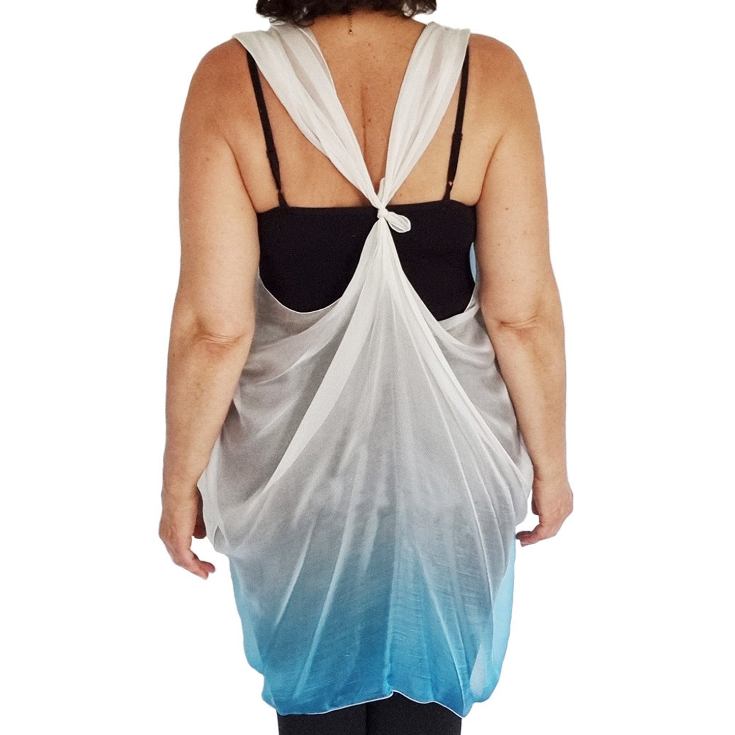 Paris vest, top arm coverage, shoulder cover, resort wear, resort chic top, pure silk scarf and coverup; stylish top, Pacific Breeze, Pacific Breeze Australia, Australian made, timeless style, resort style; travel wear; vacation clothes; pack light; multi-wear garment; versatile holiday wear; Australian designer;