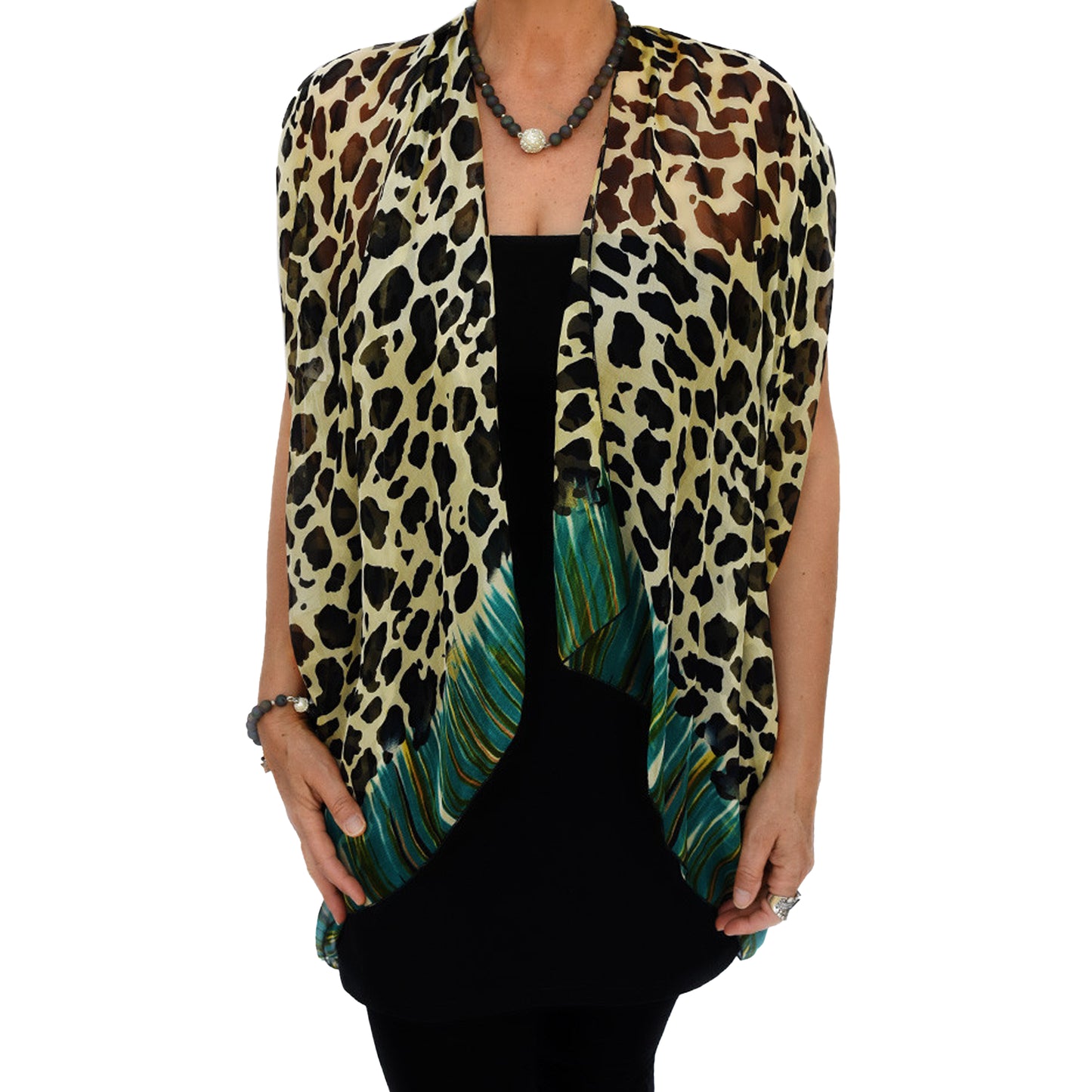 Paris vest, top arm coverage, shoulder cover, resort wear, resort chic top, pure silk scarf and coverup; stylish top, Pacific Breeze, Pacific Breeze Australia, Australian made, timeless style, resort style; travel wear; vacation clothes; pack light; multi-wear garment; versatile holiday wear; Australian designer;
