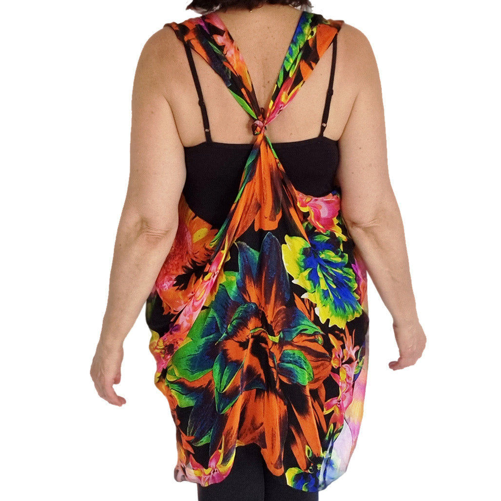 Paris vest, top arm coverage, shoulder cover, resort wear, resort chic top, pure silk scarf and coverup; stylish top, Pacific Breeze, Pacific Breeze Australia, Australian made, timeless style, resort style; travel wear; vacation clothes; pack light; multi-wear garment; versatile holiday wear; Australian designer;