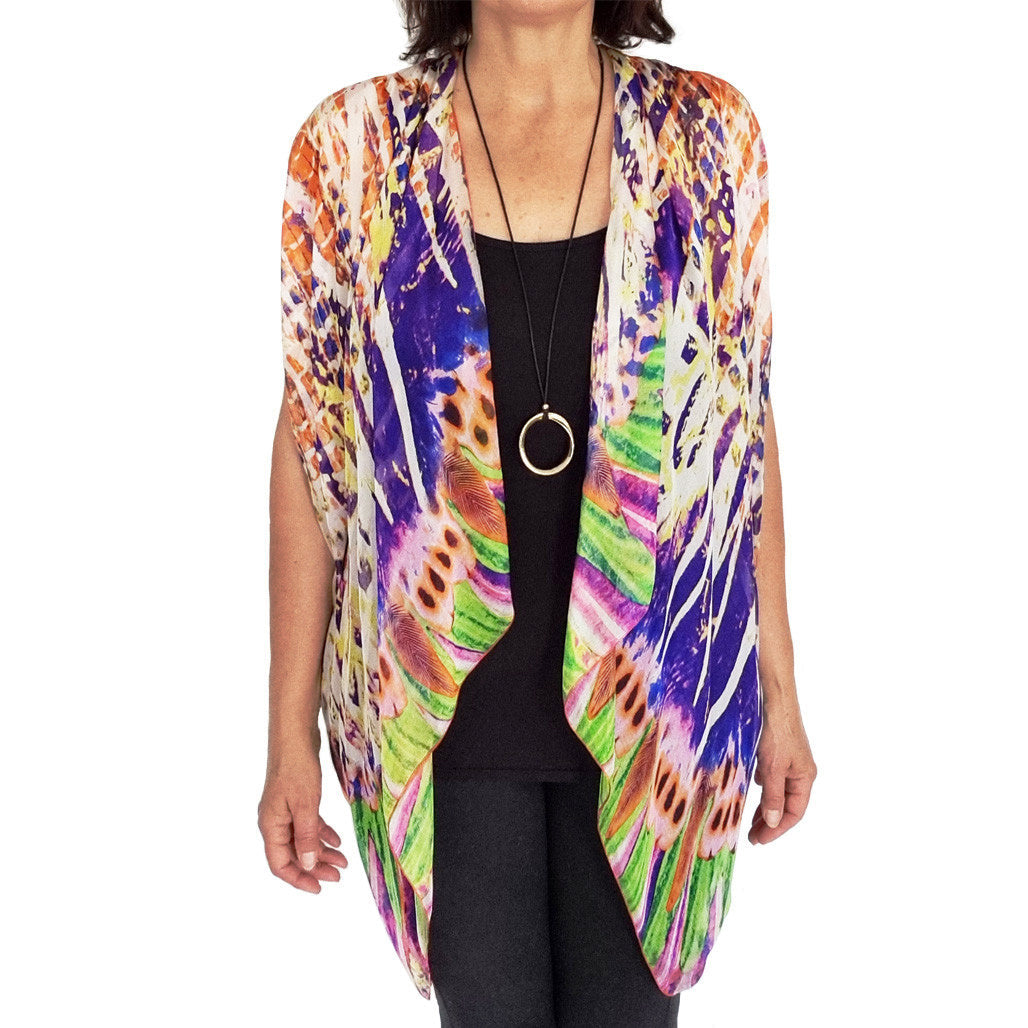 Paris vest, top arm coverage, shoulder cover, resort wear, resort chic top, pure silk scarf and coverup; stylish top, Pacific Breeze, Pacific Breeze Australia, Australian made, timeless style, resort style; travel wear; vacation clothes; pack light; multi-wear garment; versatile holiday wear; Australian designer;