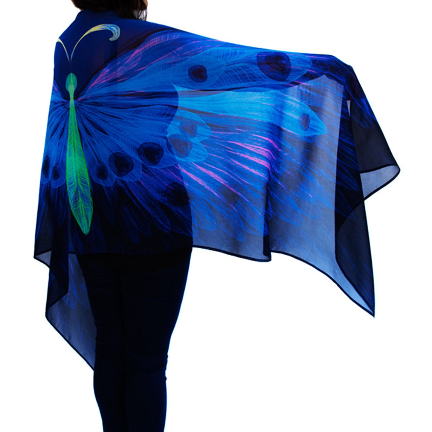 wearable art; wearable art scarf; butterfly wings scarf; butterfly; pure silk; special gift for her; graduation gift; mothers day gift; gift of encouragement; meaningful gift; gift for her; unisex gift; Australian designer; Wayne Tikisci; Teresa Gratkowski; special gift; Pacific Breeze Australia; Pacific Breeze; pure silk scarf; luxurious shawl; gift of encouragement; grief gift; thoughtful gift; meaningful gift